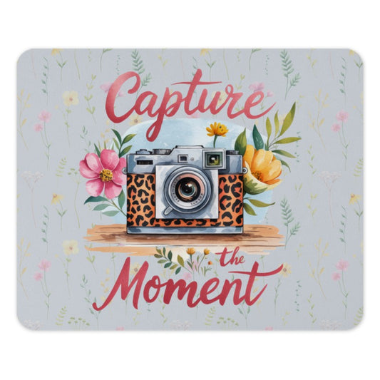 Capture The Moment Mouse Pad, Vintage Camera Design, Floral Mousepad, Photography Lover Gift, Desk Decor, Office Accessories - Tawshia