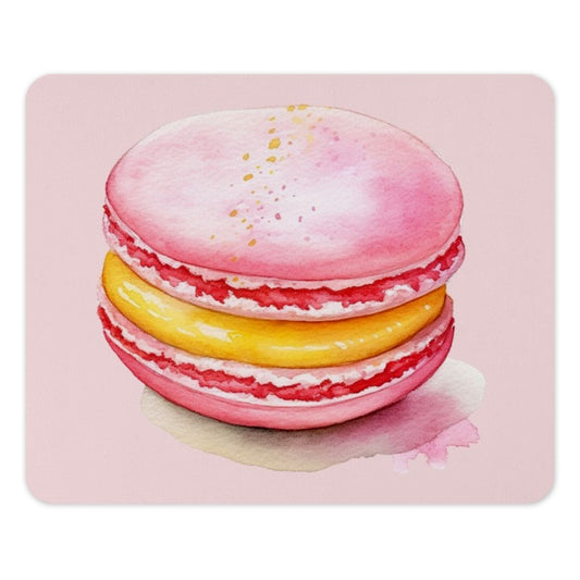 Pink Macaron Mouse Pad, Watercolor Dessert Mousepad, Food Lover Gift, Cute Office Decor, Stylish Computer Accessory - Tawshia