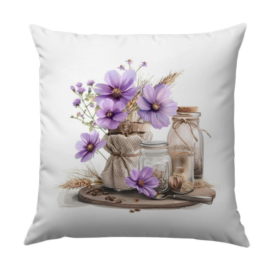 Purple Flowers Pillow, Rustic Kitchen Decor, Farmhouse Pillow Cover, Floral Throw Pillow, Home Decor Pillows, Cottagecore Aesthetic - Tawshia