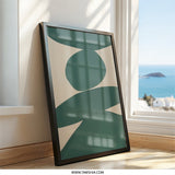 Abstract Shapes Wall Art, Modern Art Print, Green Beige Painting, Home Decor, Minimalist Artwork, Living Room Art, Trendy Wall Decor - Tawshia