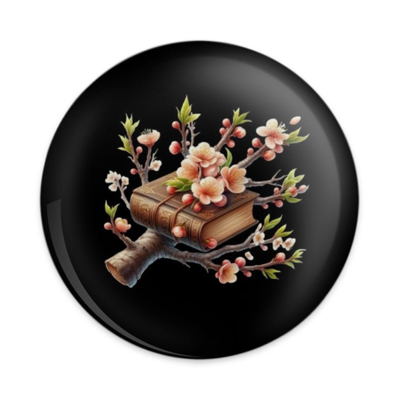 Book and Blossoms Pinback Button, Floral Book Button, Reading Button, Book Lover Gift, Teacher Gift, Librarian Pin, Aesthetic Pin, Unique - Tawshia