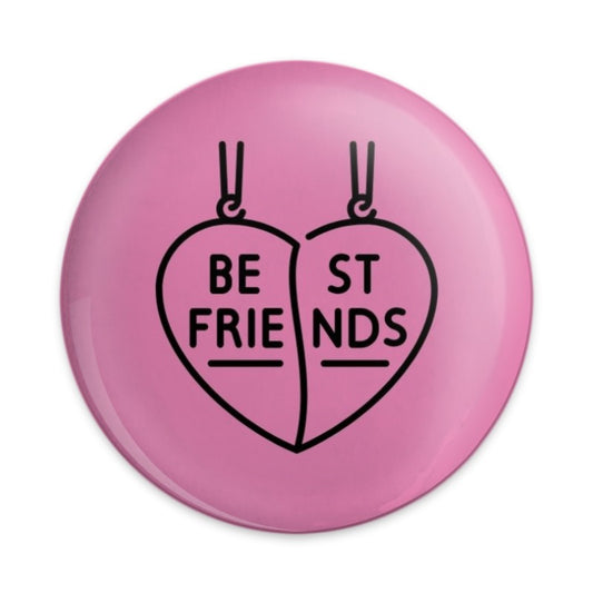 Best Friends Pinback Button, Matching Heart Pendant, Friendship Gift, Cute Pink Button, BFF Jewelry Inspired, Trendy Pins, Gift for Friend - Tawshia