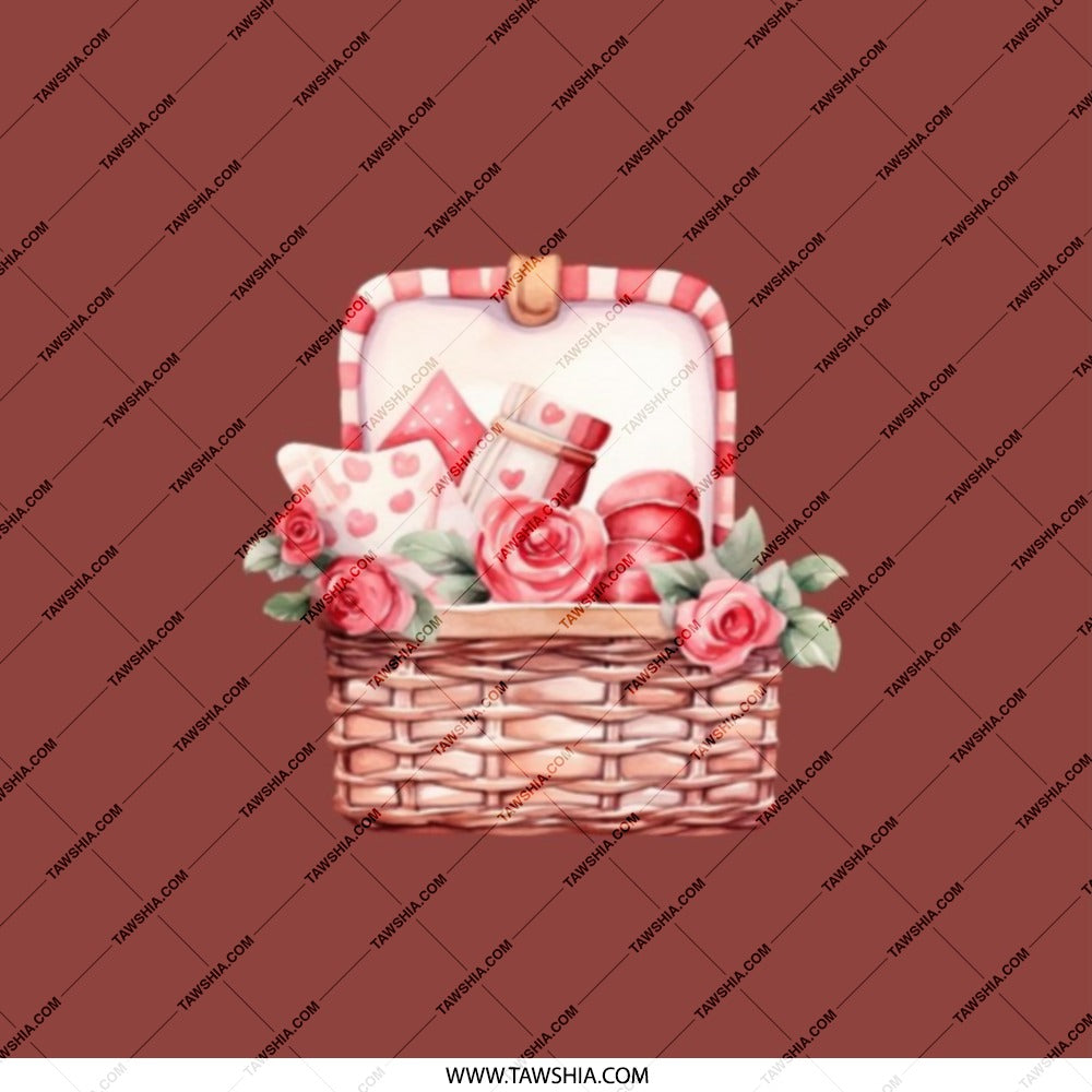 Picnic Basket Pocket Mirror, Rose Floral Mirror, Cute Gift, Floral Compact Mirror, Cosmetic Mirror, Gift for Her, Unique Mirror - Tawshia
