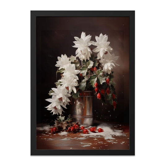 Christmas Cactus Wall Art, Holiday Blooms Print, Winter Flowers, Christmas Decor, Festive Wall Hanging, Floral Still Life, Home Decor - Tawshia