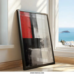 Red Black White Abstract Art, Modern Wall Art Print, Geometric Wall Decor, Contemporary Art Print, Home Decor Painting, Abstract Painting - Tawshia