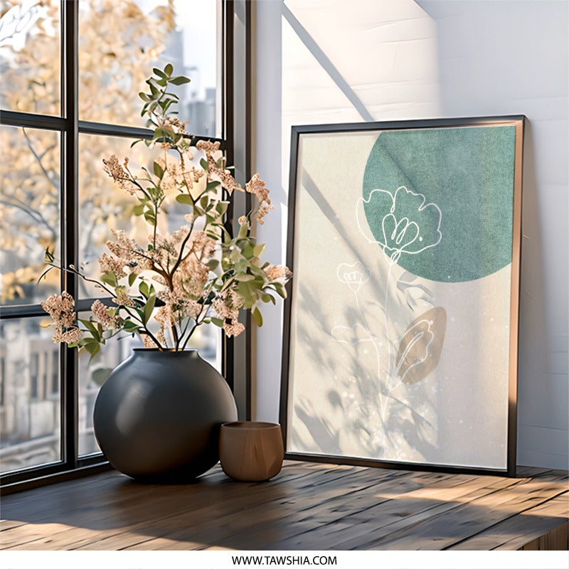 Minimalist Floral Wall Art, Abstract Flower Print, Modern Line Art Poster, Botanical Home Decor, Trendy Wall Decor - Tawshia