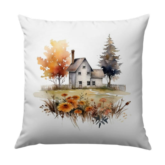 Watercolor Cottage Pillow, Country Home Pillow, Farmhouse Style Cushion, Floral Accent Pillow, Cozy Home Decor, Cottagecore Throw Pillow - Tawshia