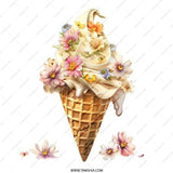Ice Cream Cone Pinback Button, Floral Cone, Flower Button, Sweet Treat Button, Food Pinback Button, Cute Button, Aesthetic Button - Tawshia