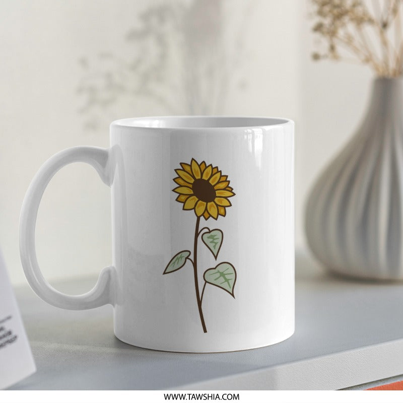Sunflower Mug, Floral Mug, Flower Mug, Coffee Mug, Gift for Her, Nature Lover Gift, Plant Mug, Gardener Gift, Cute Mug, Sunflower Design - Tawshia