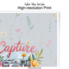 Capture the Moment Photographic Print, Floral Camera Decor, Leopard Camera Print, Photo Lover Gift, Wall Art Print, Home Decor - Tawshia