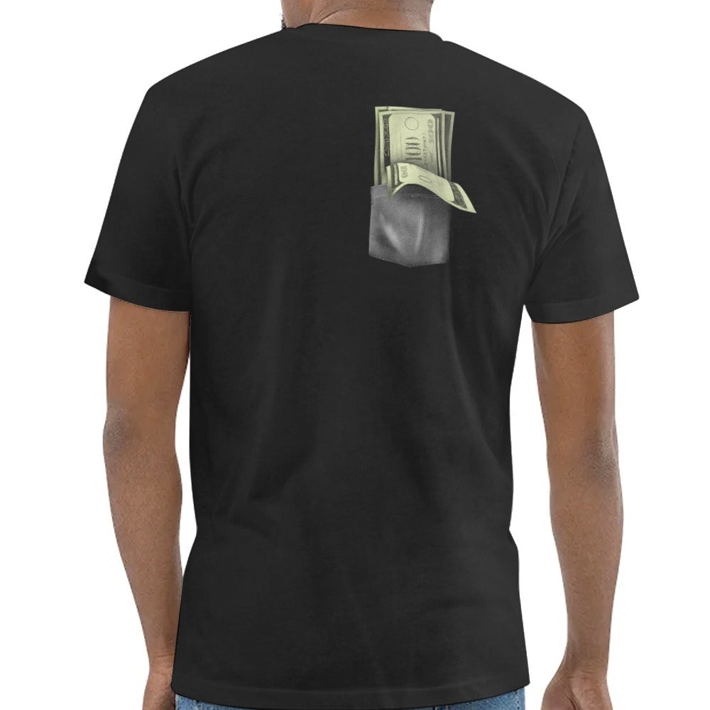 Casual Black T-shirt with Dollar Bill Design product type