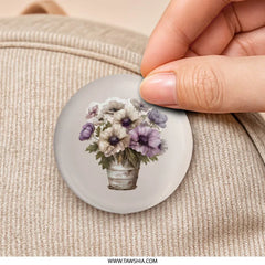 Anemone Pinback, Floral Pinback, Flower Badge, Watercolor Pinback, Aesthetic Pinback, Plant Button, Garden Pinback, Cute Pin, Gift for Her - Tawshia