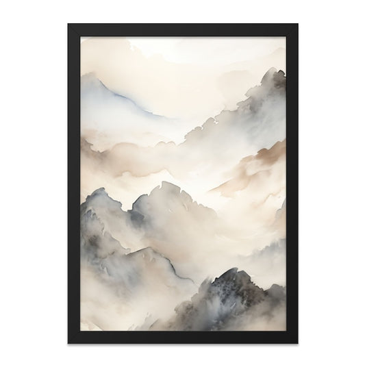 Watercolor Mountain Wall Art, Abstract Landscape Print, Neutral Color Decor, Modern Home Art, Minimalist Wall Decor, Serene Mountain View - Tawshia