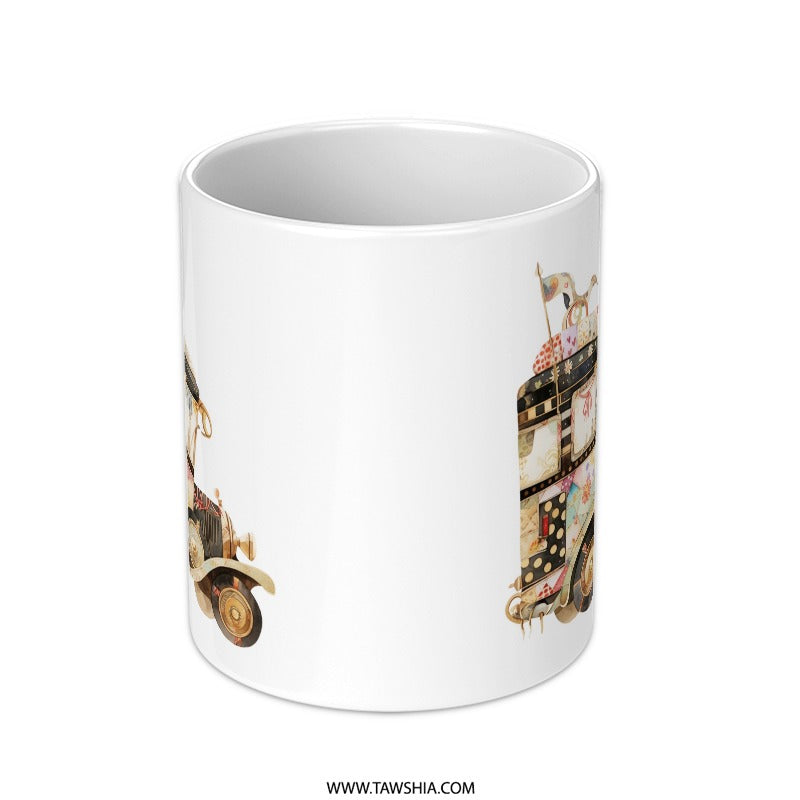 Retro Bus Mug, Double Decker, Vintage Car, Whimsical Design, Coffee Cup, Tea Mug, Unique Gift, Novelty Mug, Gift for Him, Gift for Her - Tawshia