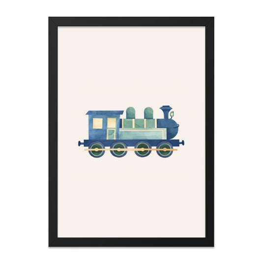 Watercolor Train Wall Art, Kids Room Decor, Nursery Art Print, Transportation Poster, Blue Steam Train Wall Decor, Choo Choo Train - Tawshia