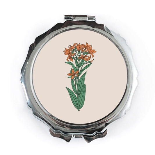 Orange Lily Pocket Mirror, Floral Pocket Mirror, Vintage Style Mirror, Flower Power, Gift for Her, Pocket Mirror Compact - Tawshia