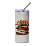 Autumn Books Tumbler, Fall Leaves Tumbler, Cozy Season Tumbler, Book Lover Gift, Library Decor, Reading Theme, Tumbler with Straw - Tawshia