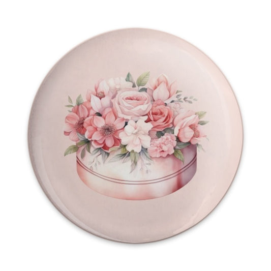 Floral Pinback Button, Pink Roses Button, Flower Bouquet Pin, Cute Floral Button, Decorative Pin, Floral Design Pinback Button - Tawshia