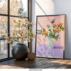 Floral Painting Wall Art, Orange Berries Bouquet, Modern Art Print, Home Decor, Contemporary Wall Hanging - Tawshia