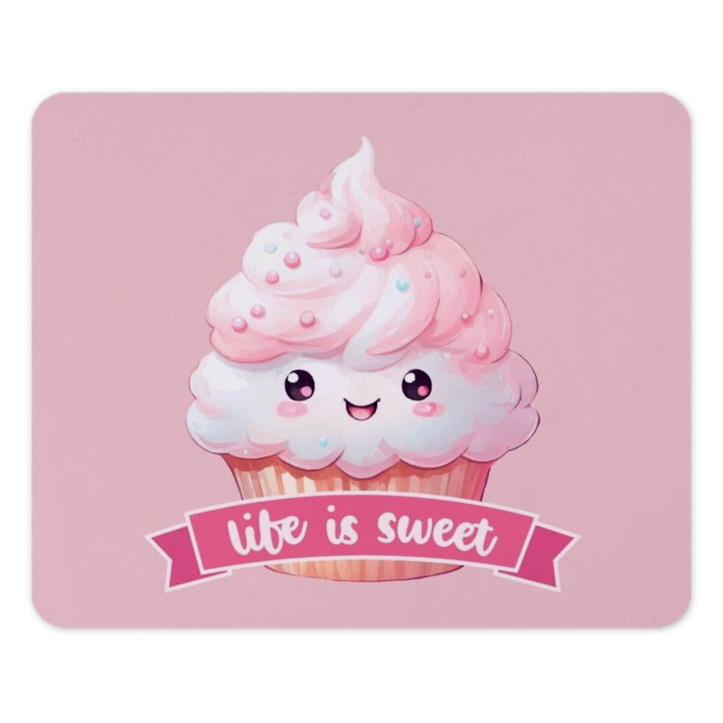 Cute Cupcake Mouse Pad, Kawaii Food Art, Pink Desk Decor, Life is Sweet, Sweet Treat Gift, Office Accessories, Gaming Pad - Tawshia