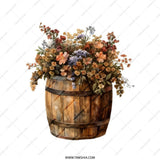 Floral Barrel Tote Bag, Rustic Flower Design, Farmhouse Style Bag, Botanical Art Tote, Nature Lover Gift, Trendy Everyday Bag - Tawshia