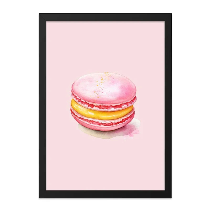 Macaron Wall Art, Pink Macaron Print, Watercolor Macaron, Cute Food Art, Kitchen Wall Decor, Sweet Treat Art, Dessert Wall Art - Tawshia