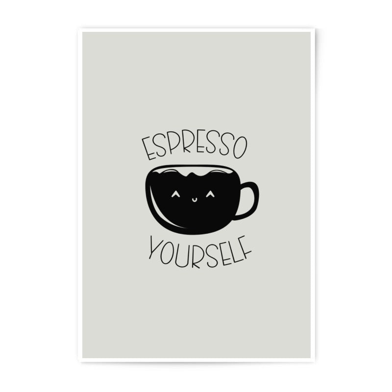 Espresso Yourself Photographic Print, Funny Coffee Art, Kitchen Decor, Cute Illustration, Coffee Lover Gift, Trendy Home Decor - Tawshia