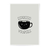 Espresso Yourself Photographic Print, Funny Coffee Art, Kitchen Decor, Cute Illustration, Coffee Lover Gift, Trendy Home Decor - Tawshia