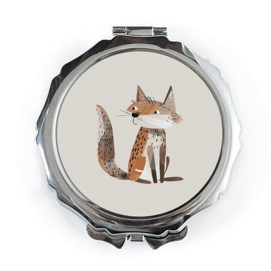 Cute Fox Pocket Mirror, Cartoon Animal Mirror, Unique Compact Mirror, Portable Makeup Mirror, Gift for Her - Tawshia