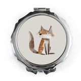 Cute Fox Pocket Mirror, Cartoon Animal Mirror, Unique Compact Mirror, Portable Makeup Mirror, Gift for Her - Tawshia