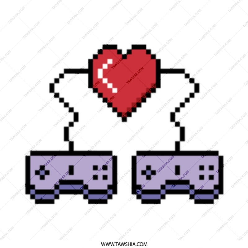 Pixel Heart with Game Controllers Design product
