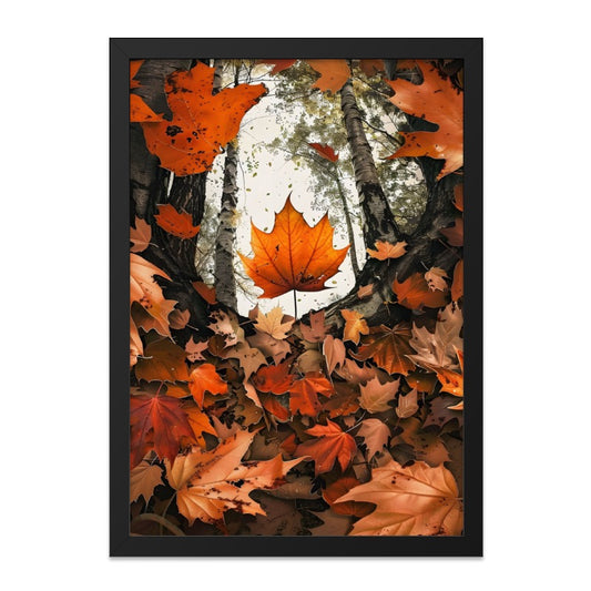 Autumn Leaves Wall Art, Fall Foliage Decor, Orange Maple Leaf Print, Nature Photography, Forest Scene Art, Seasonal Wall Decor - Tawshia