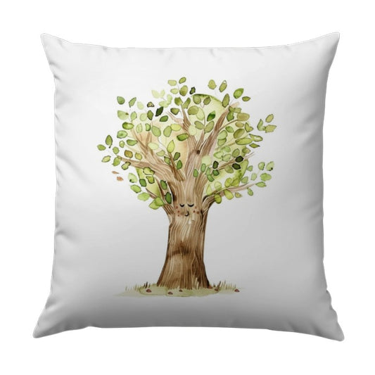 Cute Tree Pillow, Watercolor Tree Pillow, Sleepy Tree Pillow, Decorative Throw Pillow, Kids Room Decor, Nursery Pillow - Tawshia