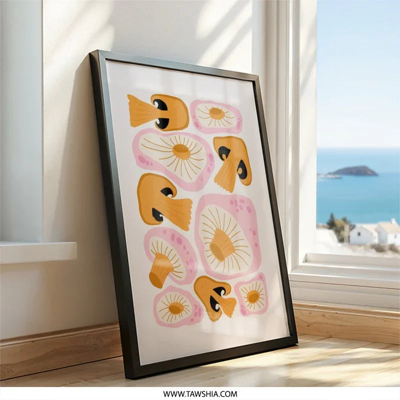 Mushroom Wall Art, Fungi Print, Kitchen Decor, Modern Wall Art, Cute Mushroom Art, Food Art, Mushroom Poster, Botanical Print, Trendy Wall - Tawshia