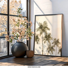 Palm Tree Wall Art, Tropical Wall Decor, Coastal Art Print, Beach House Decor, Neutral Tones, Botanical Illustration, Summer Vibes Artwork - Tawshia