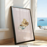 Coffee and Straw Hat, Wall Art, Summer Still Life, Minimalist Decor, Kitchen Art, Home Decor, Printable Art - Tawshia