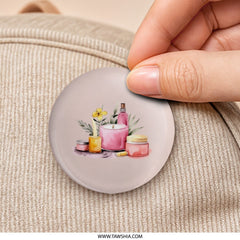 Spa Day Pinback Button, Watercolor Spa Elements, Relaxing Beauty Gift, Aesthetic Pins, Self Care Button, Cute Badge, Spa Lover Button - Tawshia