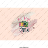 Camera Tumbler, Don't Forget to Smile, Photography Lover Gift, Inspirational Quote Tumbler, Gift for Photographers, Cute Tumbler - Tawshia