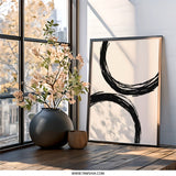 Abstract Circles Wall Art, Modern Minimalist Art, Black and White Print, Contemporary Home Decor, Geometric Shapes Wall Decor, Trendy Art - Tawshia