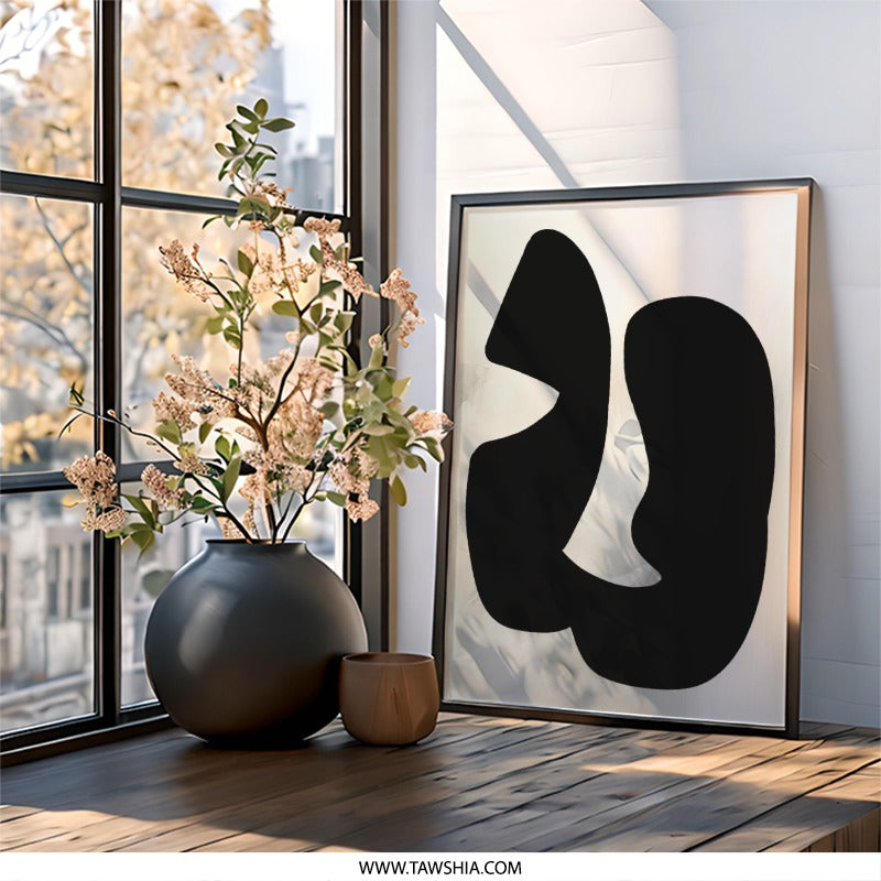 Abstract Shapes Wall Art, Minimalist Art Print, Modern Art Decor, Black and White Poster, Home Office Decor, Gallery Wall Art - Tawshia