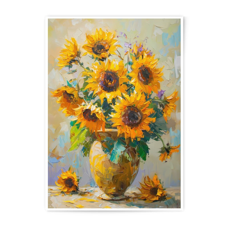 Sunflower Still Life Photographic Print, Floral Art Print, Impressionist Style, Yellow Flowers, Home Decor, Wall Art, Flower Vase - Tawshia