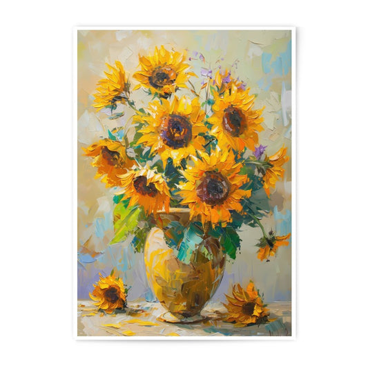 Sunflower Still Life Photographic Print, Floral Art Print, Impressionist Style, Yellow Flowers, Home Decor, Wall Art, Flower Vase - Tawshia