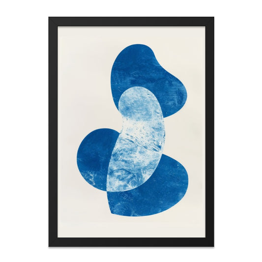 Abstract Blue Shapes Wall Art, Modern Art Print, Indigo Art, Minimalist Decor, Trendy Home Decor - Tawshia
