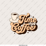 Time For Coffee Pocket Mirror, Coffee Lover Gift, Retro Coffee Design, Compact Mirror for Travel, Cute Gift for Her, Morning Coffee - Tawshia