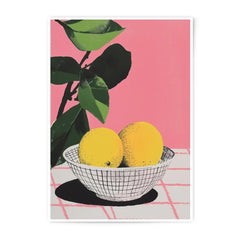 Lemon Photographic Print, Still Life Art, Fruit Wall Decor, Kitchen Art, Citrus Print, Pink Wall Art, Modern Art Print, Minimalist Decor - Tawshia
