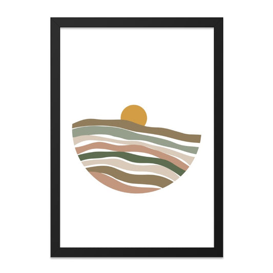 Minimalist Landscape Wall Art, Abstract Mountain Print, Boho Style Sunset Art, Neutral Color Palette, Modern Home Decor - Tawshia