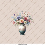 Floral Pocket Mirror, Vase of Flowers Compact Mirror, Elegant Bloom Design, Makeup Mirror, Gifts for Her, Pocket Mirror for Purse - Tawshia