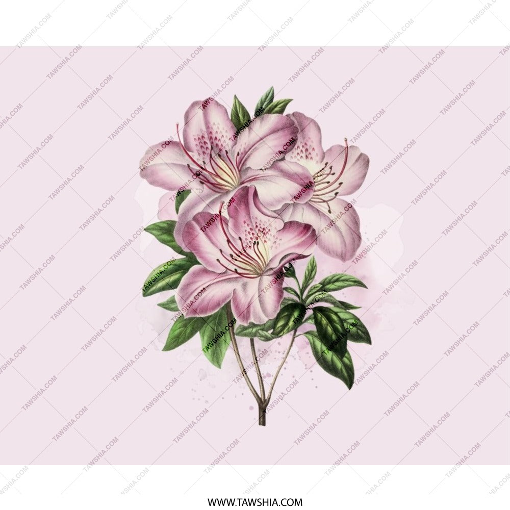 Floral Mouse Pad, Pink Azalea Flower, Botanical Illustration Mousepad, Desk Decor, Office Gift, Aesthetic Mousepad, Custom Mouse Pad - Tawshia