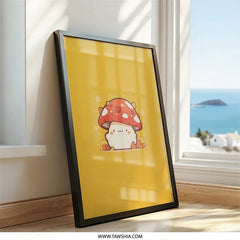 Cute Mushroom Wall Art, Kawaii Decor Print, Fungi Art, Kids Room Decor, Botanical Illustration, Mushroom Poster, Trendy Home Decor - Tawshia