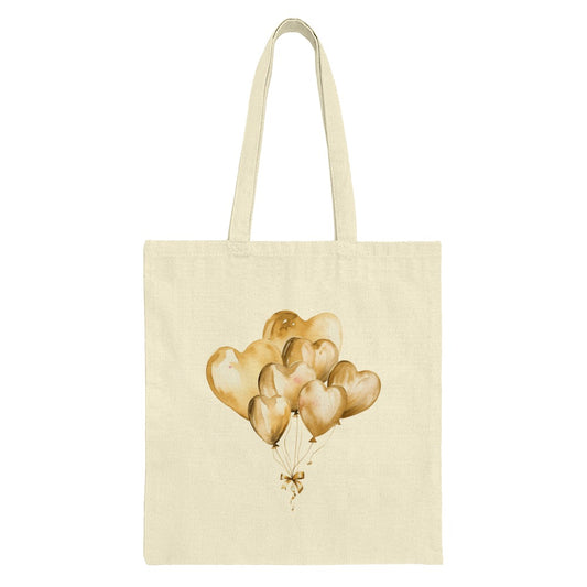 Heart Balloons Tote Bag, Watercolor Art Gift, Cute Valentines Shopping Bag, Stylish Everyday Bag, Anniversary Present, Trendy Design - Tawshia